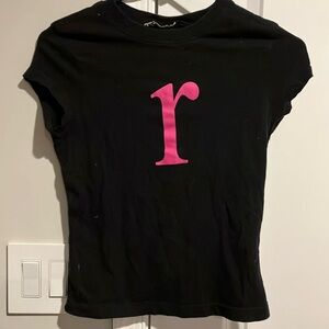 Black T-Shirt with Pink Letter “r”